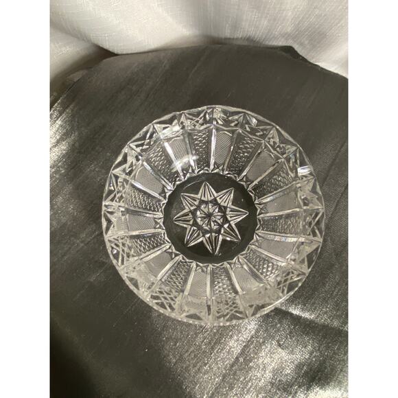 VTG Czech Bohemian (?) Cut Glass Crystal Ashtray 5.25 in Art Deco Star base EUC - Picture 2 of 16